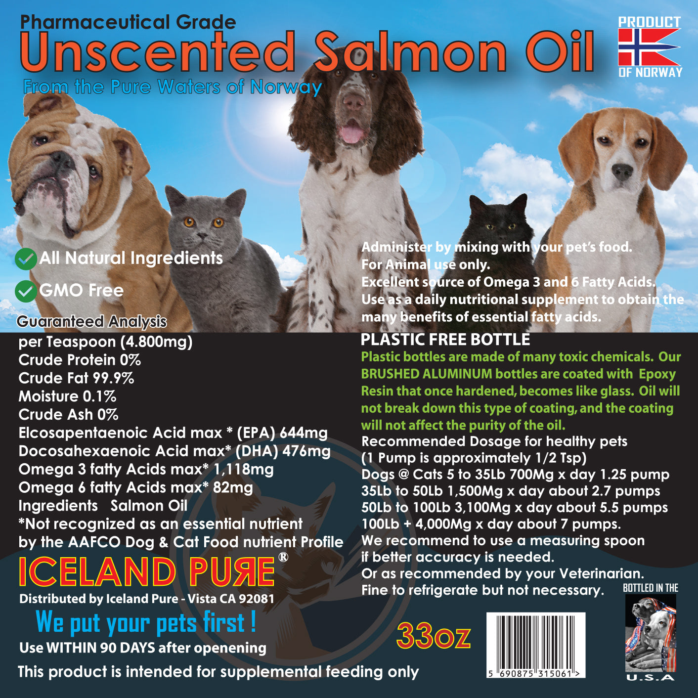 Salmon Oil (Pharmaceutical Grade & Unscented) - 8.75oz